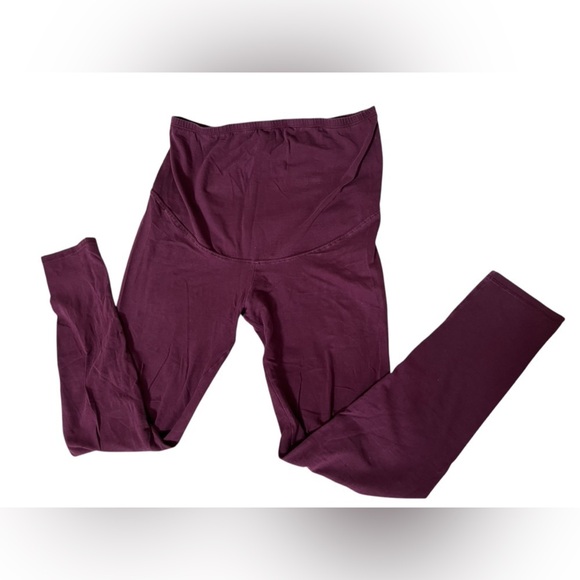 H&M Pants - H&M maternity leggings, burgundy reddish purple thin stretchy pants size Medium